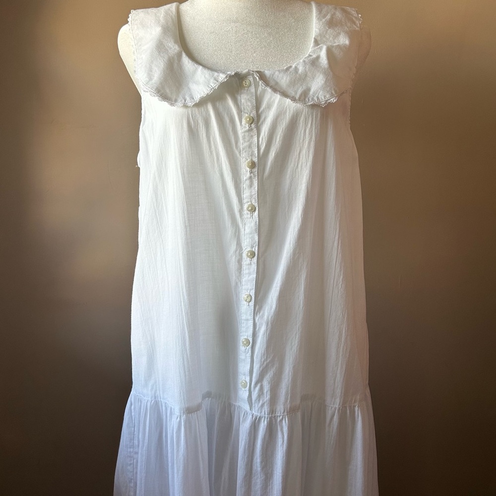 Vintage Eileen West For Queen Annes Lace White Cotton Nightgown Dress